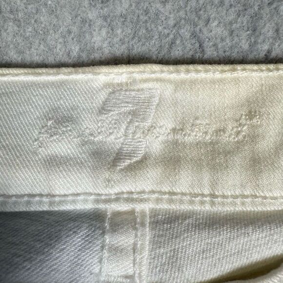 7 for All Mankind Women's 31 Off White The Skinny Crop and Roll Jeans - Picture 2 of 9